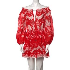 Alice McCall Red V-Neck Bishop Sleeve Sundress